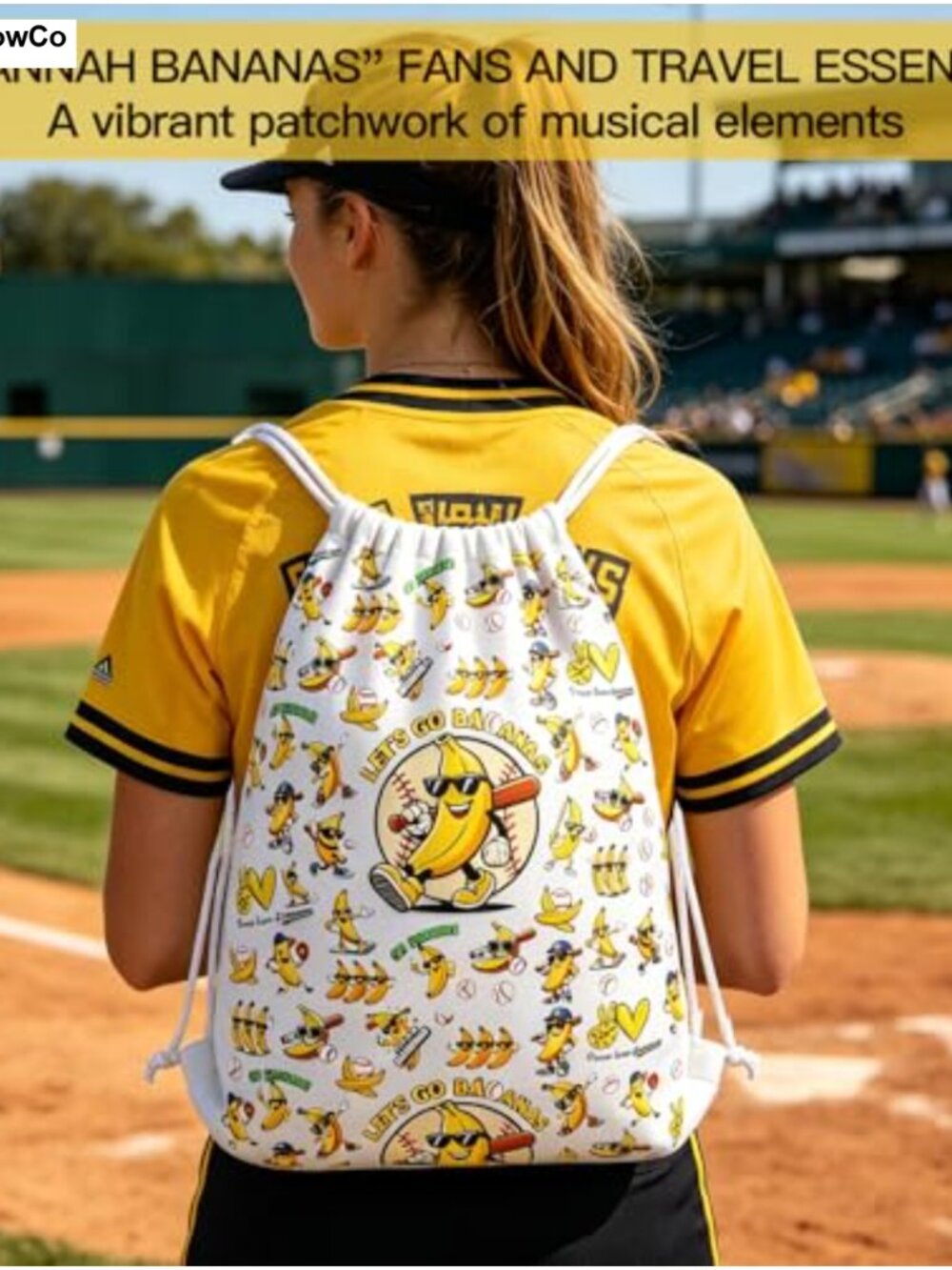 Savannah Bananas Inspired Drawstring Bag Lightweight Polyester Baseball Fan - Picture 2 of 6